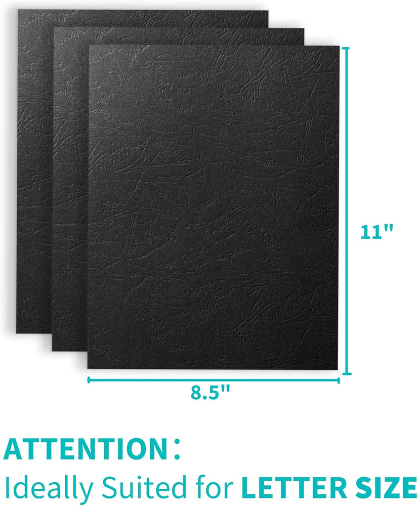 Binditek 100 Pack 13 Mil Grain-Texture Paper Binding Presentation Covers, 8-1/2
