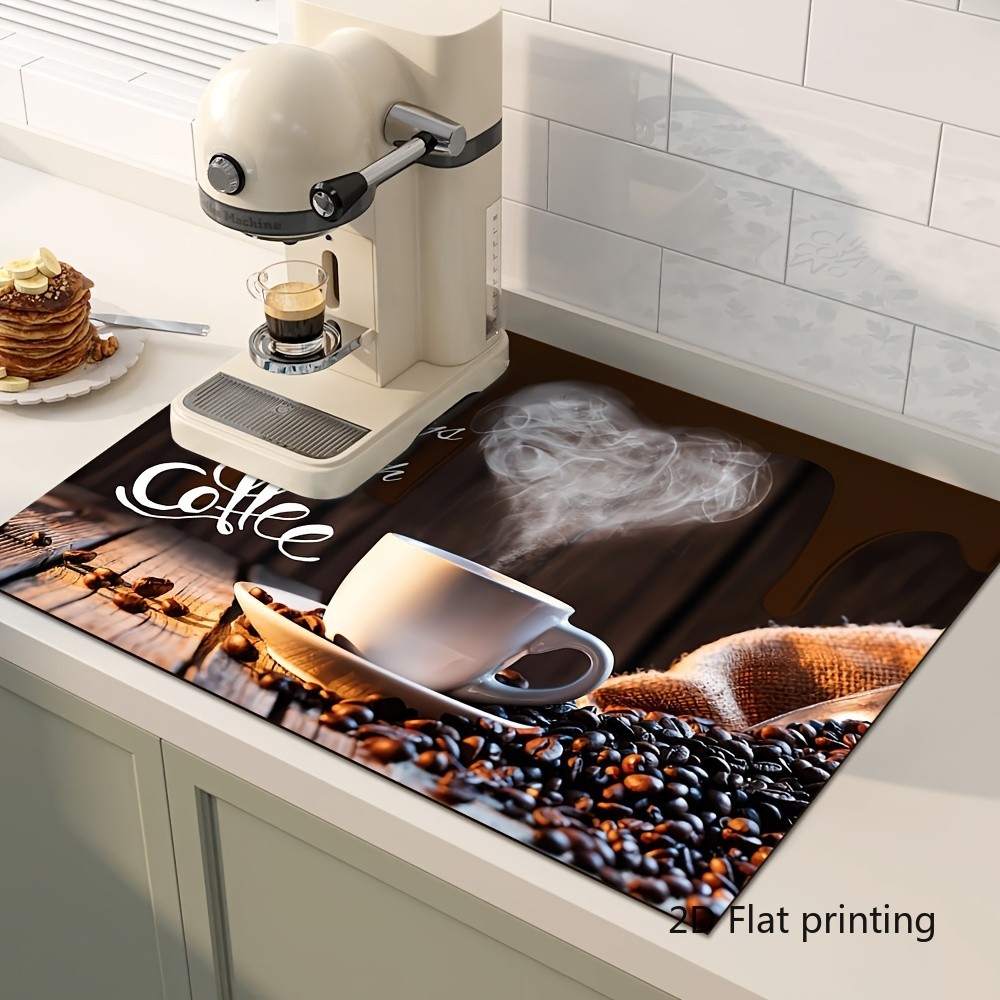 2D Coffee Countertop Pad Kitchen Countertop Dining Table Mat Decoration Gift