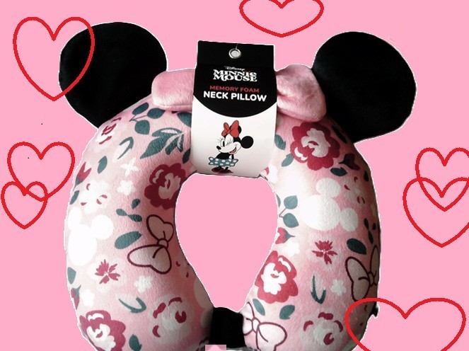 Minnie Mouse Memory Foam Neck Pillow, Pink w/ Iconic Bow & Ears