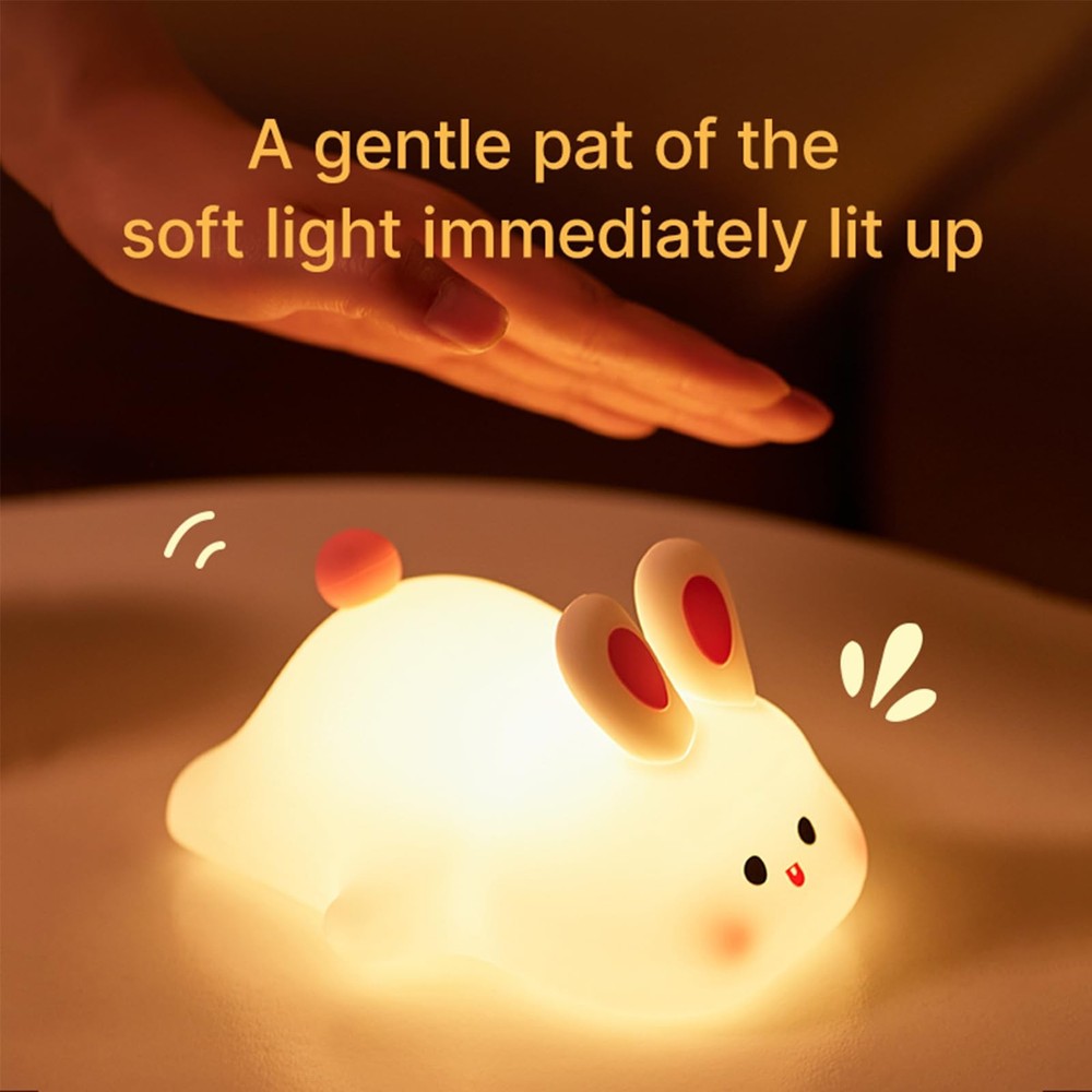 Lilampts Cute Silicone Rabbit Night Light, Pumpkin Light 1pack, Multicolor