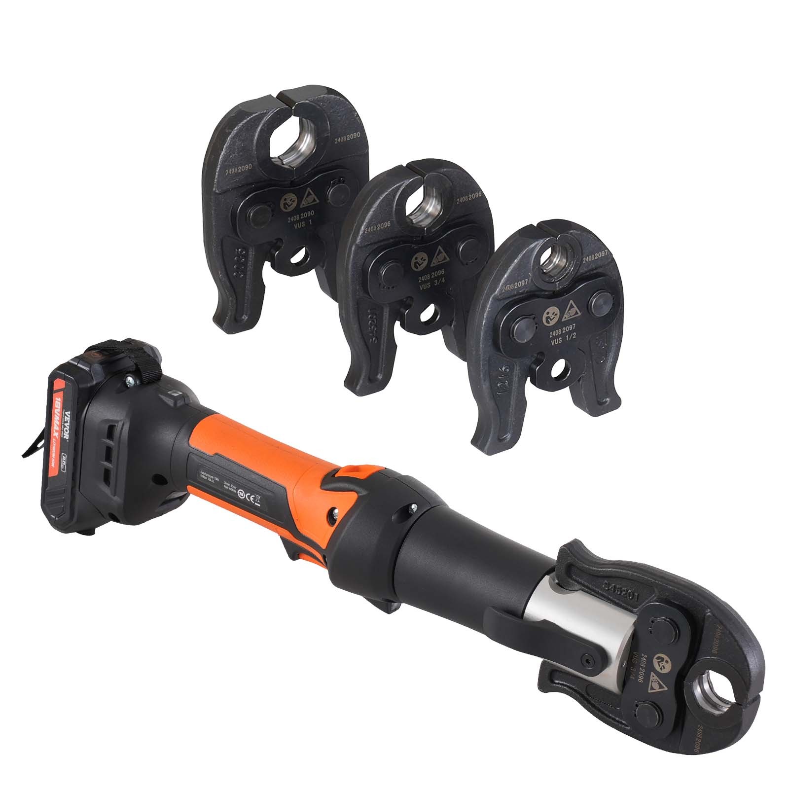 VEVOR Pro Press Tool Pipe Crimping Kit Press Tool Battery Kit 1/2" 3/4" 1" Jaw
