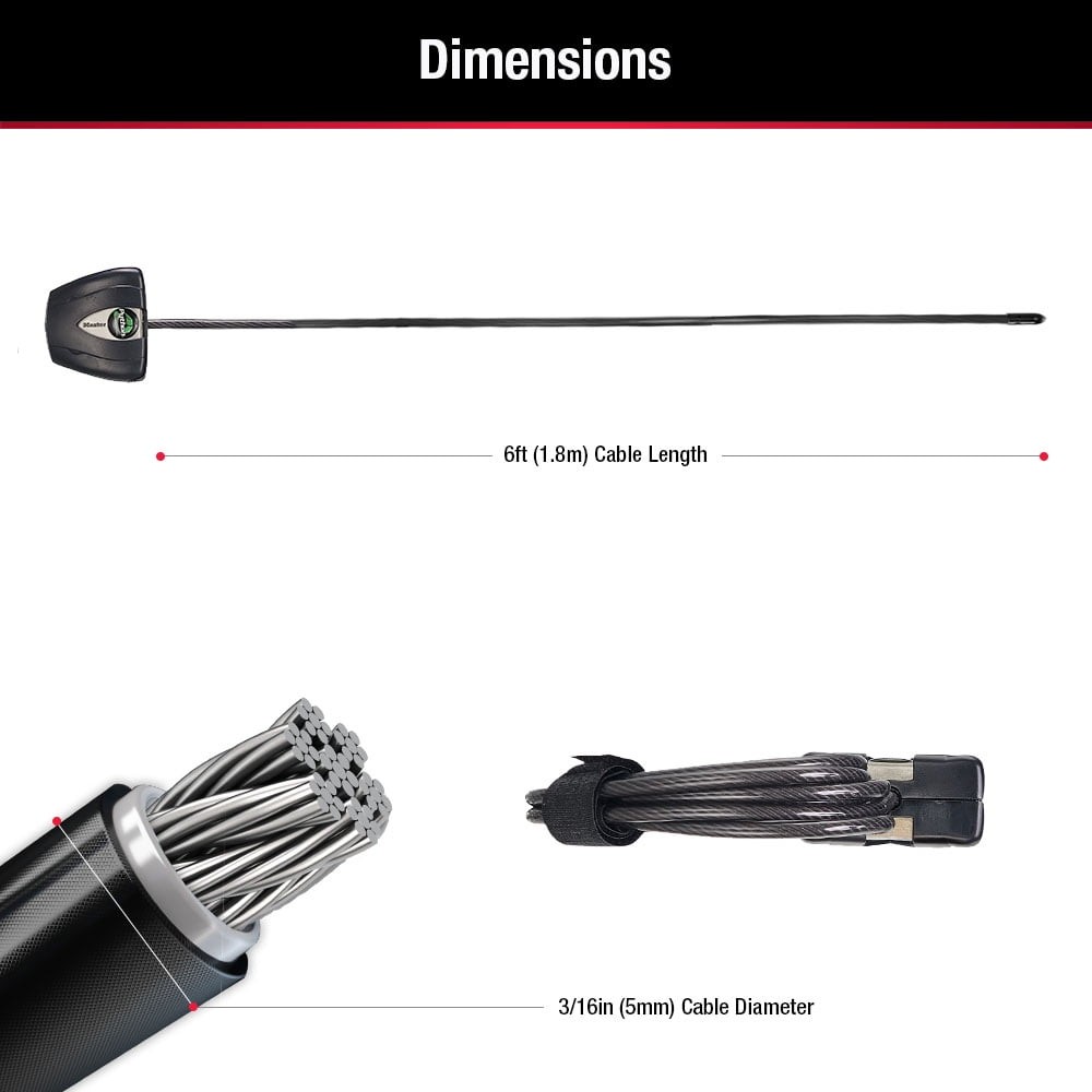 Python Cable Lock 6ft Long Braided Steel W/ Keyed Locking Mechanism Black 2 pack