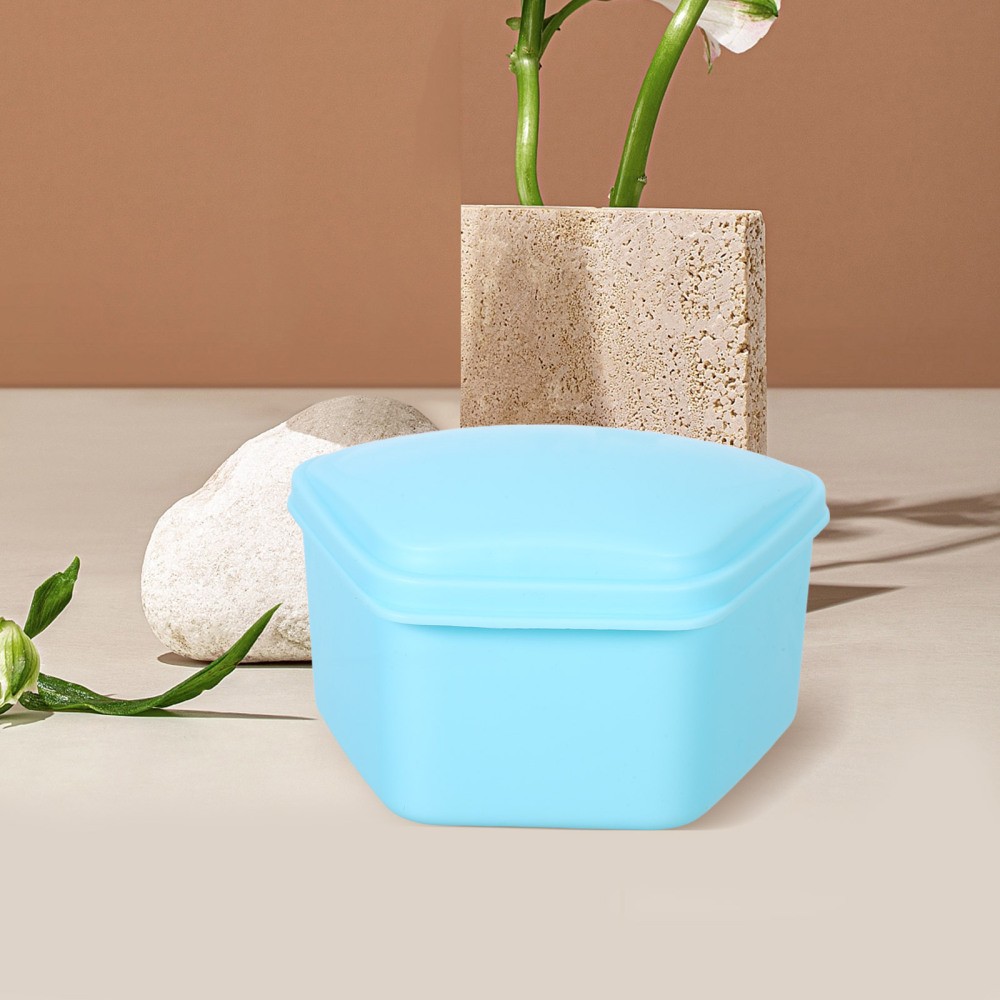 4 Pcs Portable Dentures Box Storage Case Soaking Container Holder Retainer
