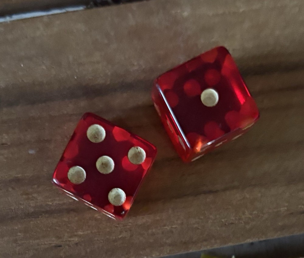 Vintage Translucent RED Bakelite Dice SET Of 2