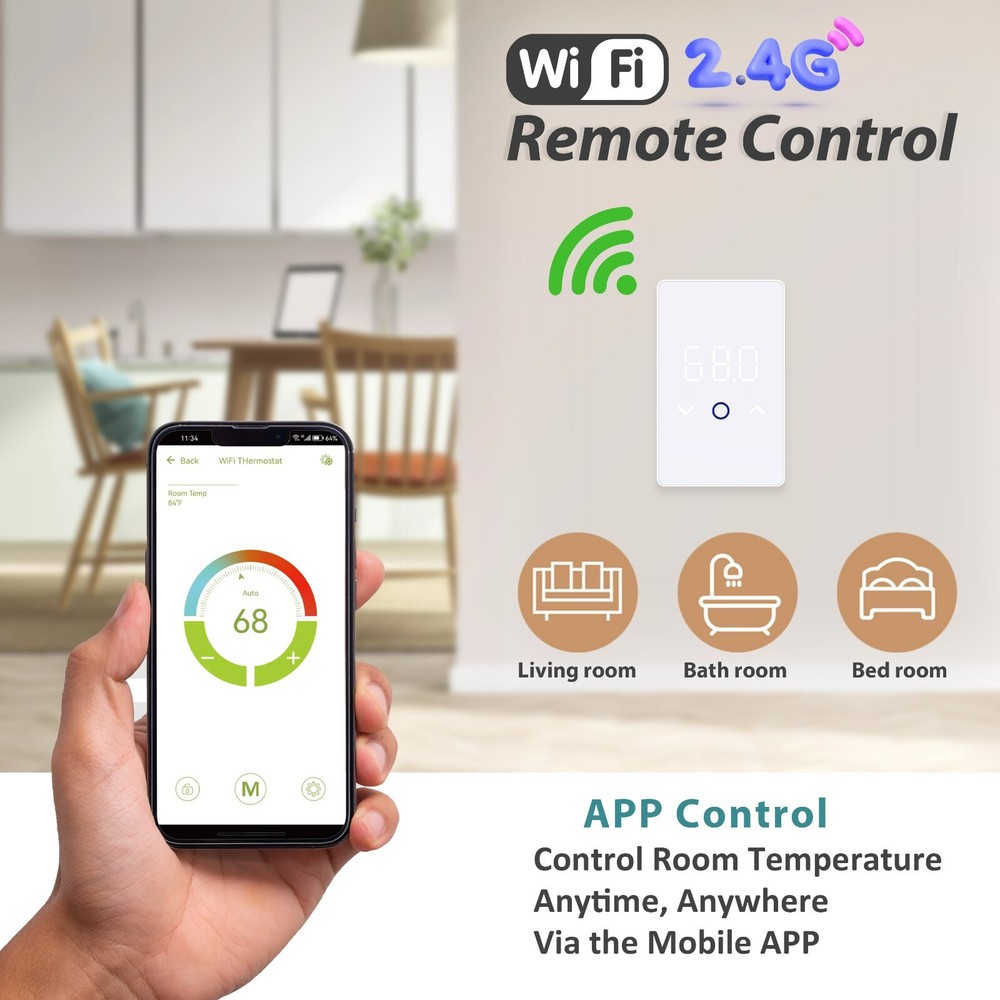 MAXKOSKO WiFi Touchscreen Programmable Thermostat for Electric Floor Warming