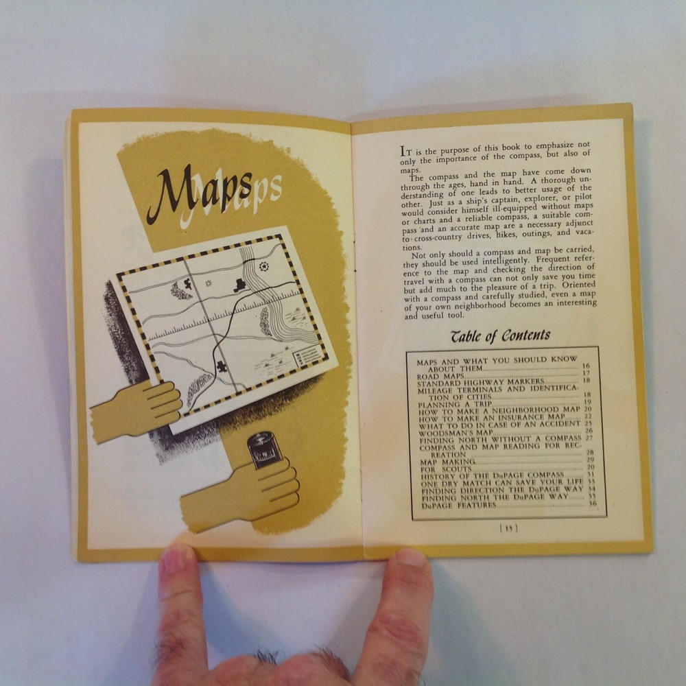 Vintage 1945 DuPage Compass Handbook and Map Encyclopedia Instructions Guide