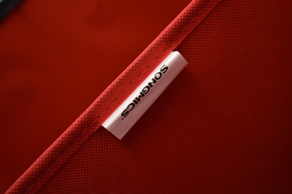 Songmics Collapsible Storage Tote Bin w Zippered Lid Red/Black Rectangular
