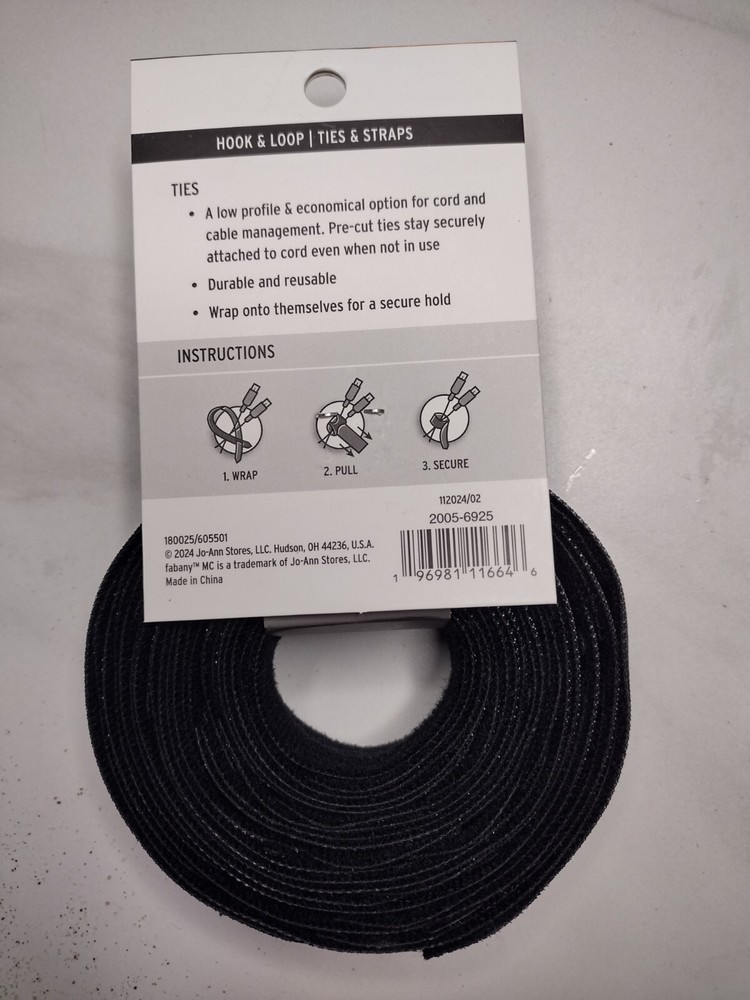 NEW Cable Ties qty 50 Black & Gray, Hook & Loop