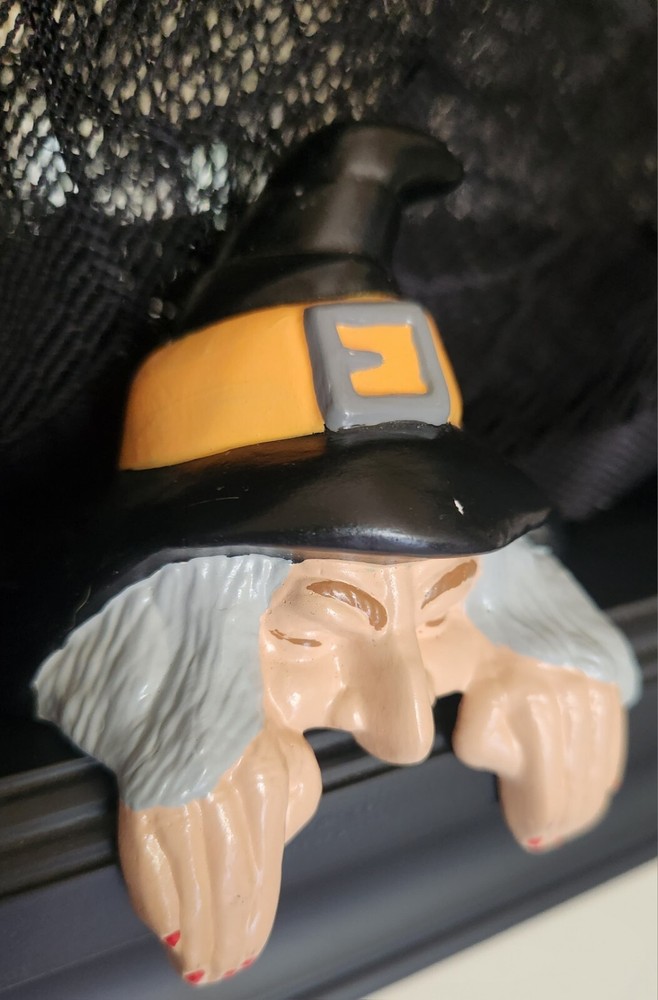 RARE Vintage 1982 Witch & Ghost Shelf Sitters, Handmade, Ceramic Bisque, EUC