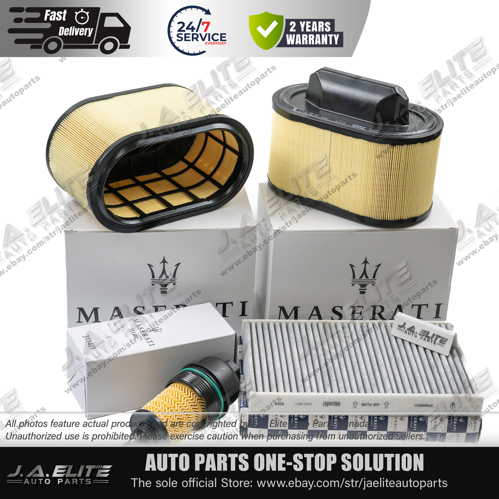 Genuine Oil & Air & AC Filters for Maserati V6 Gas Ghibli Quattroporte & Levante