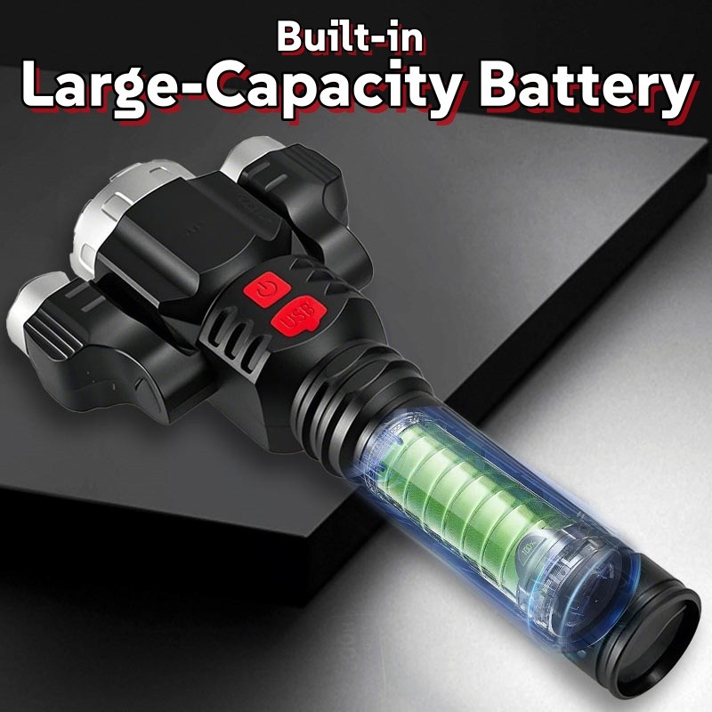 2PACK Super Bright 3-LED Flashlight Rechargeable Tactical Flashlights Work Light