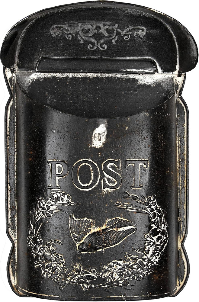 Black Embossed Tin Post Letter Box