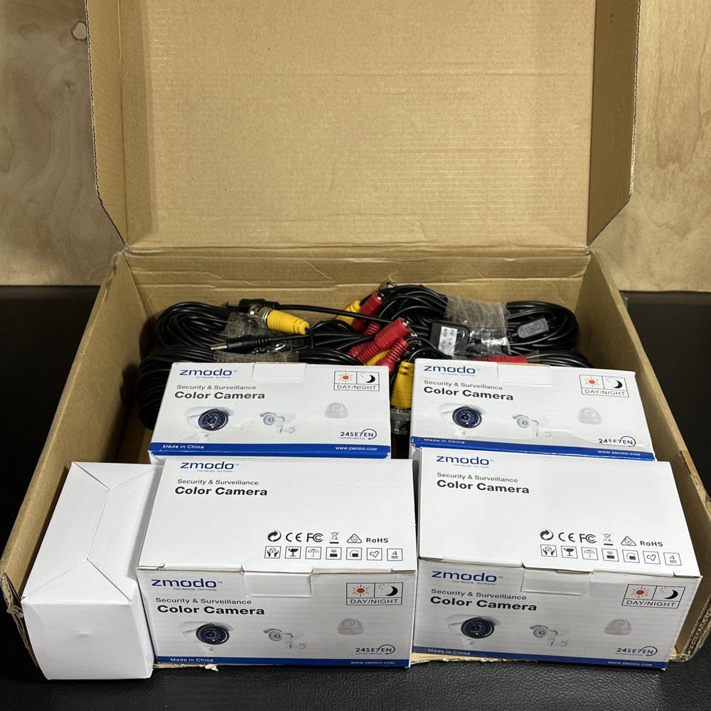 Zmodo 4 Color Camera Kit with Cables NEW
