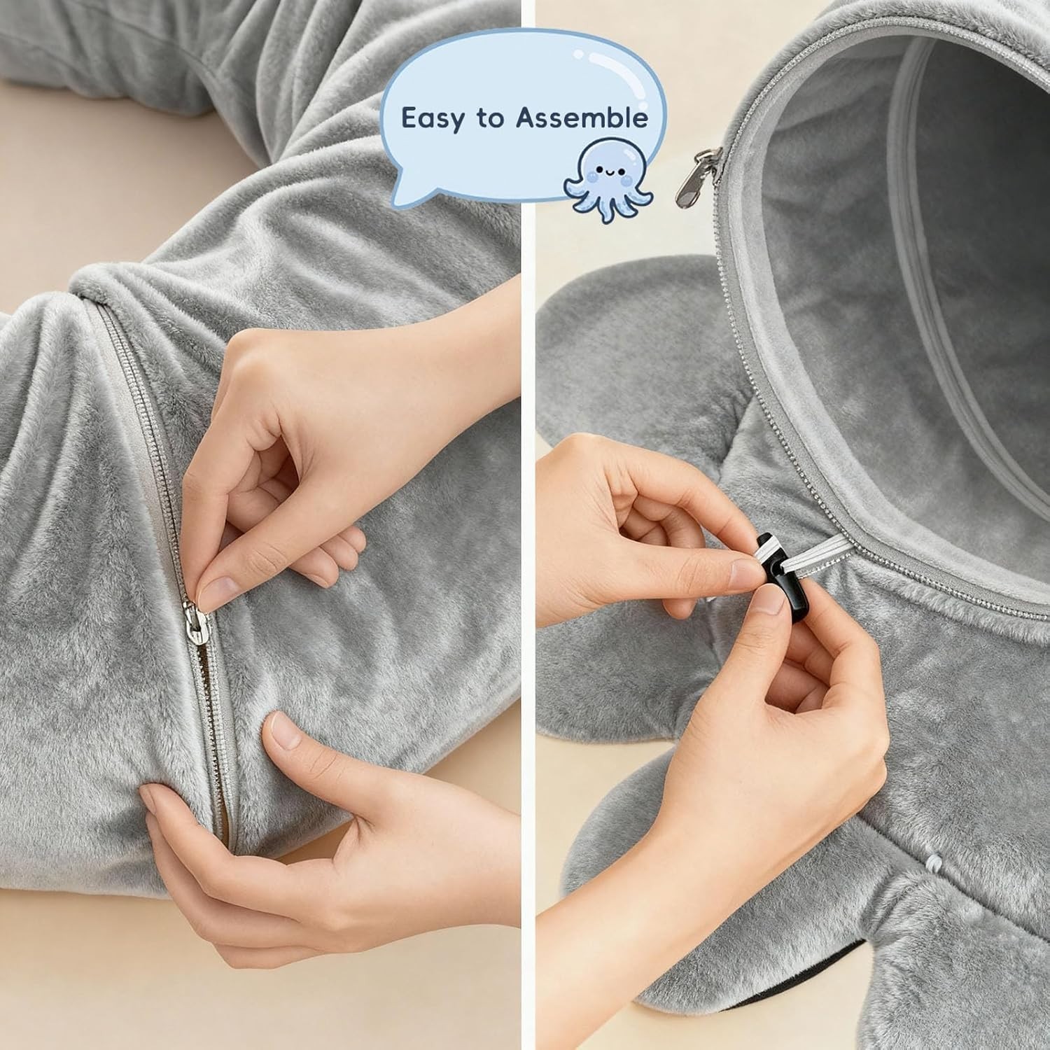 2-in-1 Cat Tunnel Bed with 20 Cat Toys, Washable Peekaboo Cat Cave Bed