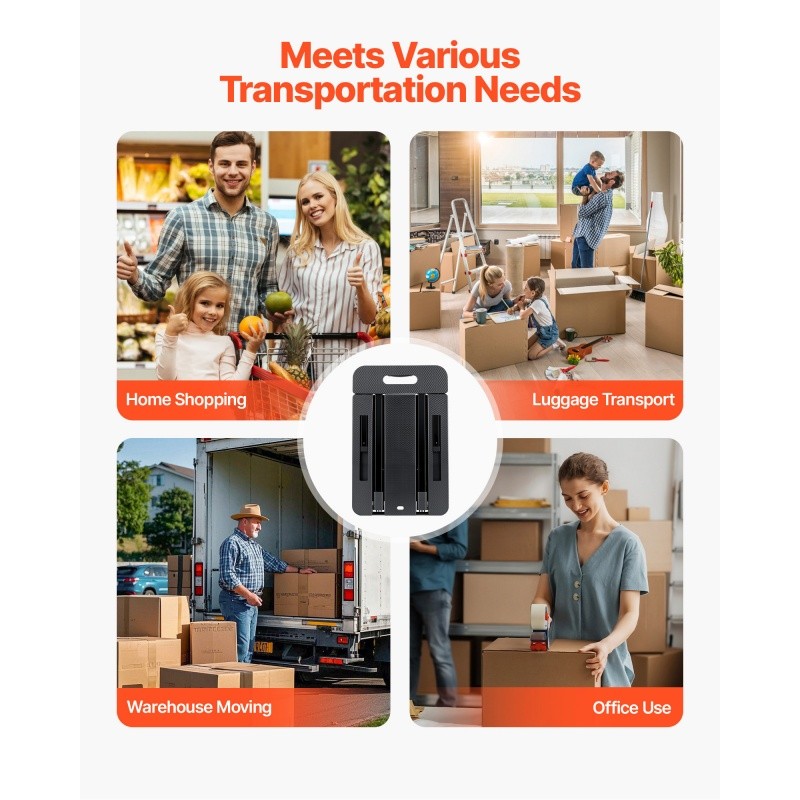 Hand Truck 500 lbs Platform Cart Dolly Trolley Cart for Moving Foldable Steel