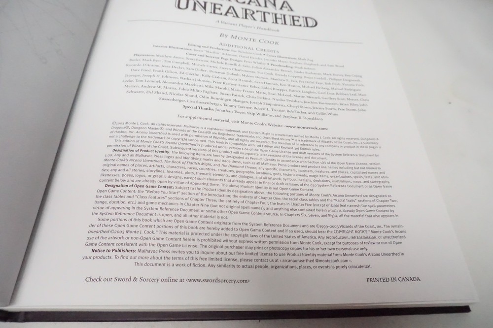 Sword & Sorcery: Arcana Unearthed (D20)