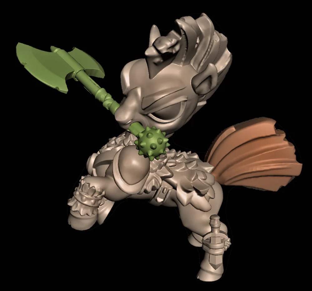 Chibi Barbarian Zebra with Axe