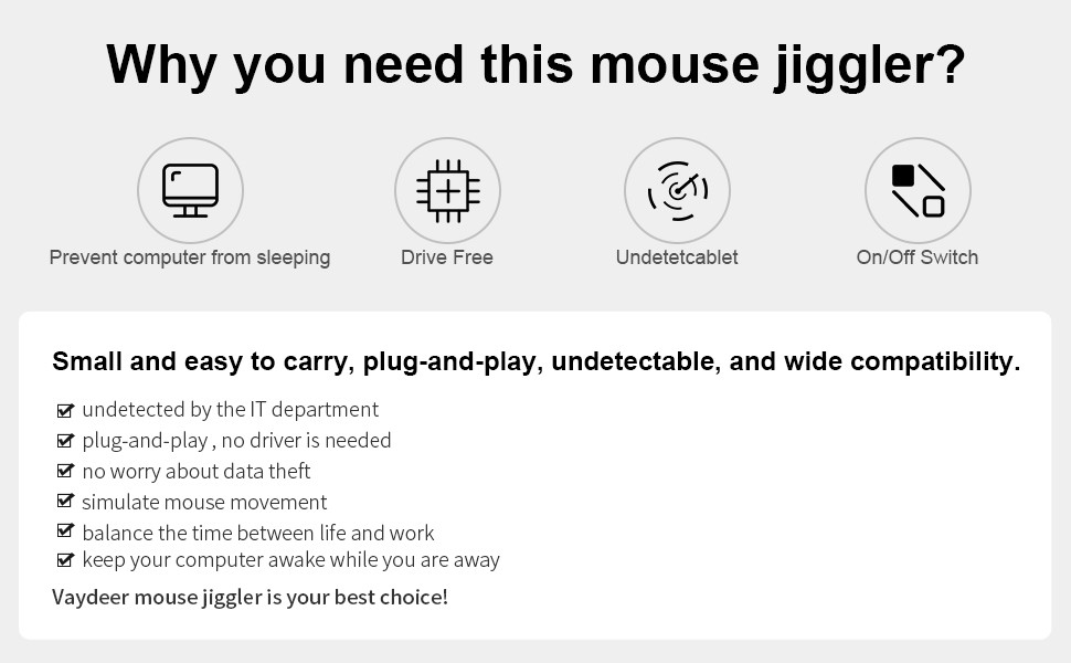 Mouse Jiggler Mouse Mover Mouse Movement Simulator with ON/OFF Switch