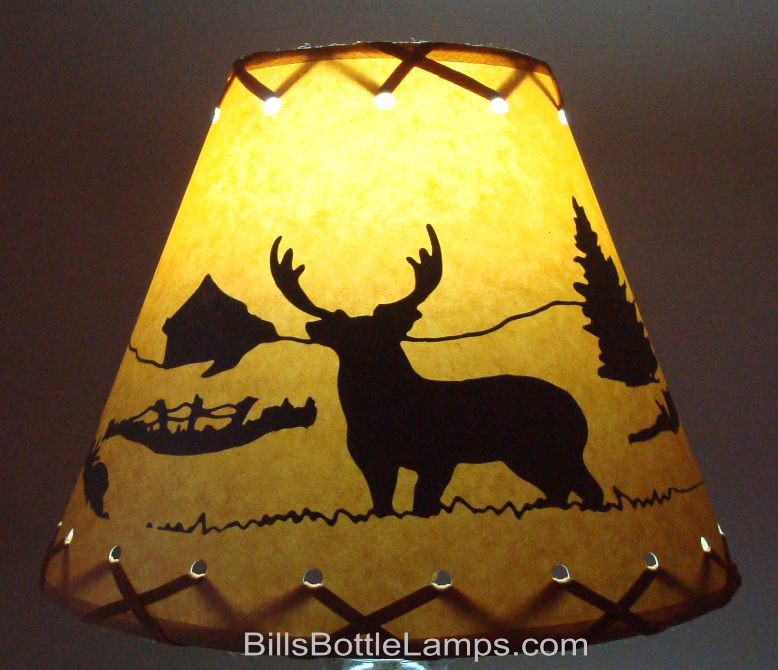 Rustic "Bulb Clip" DEER Scene Table Desk Light LAMP SHADE Cottage Cabin Decor