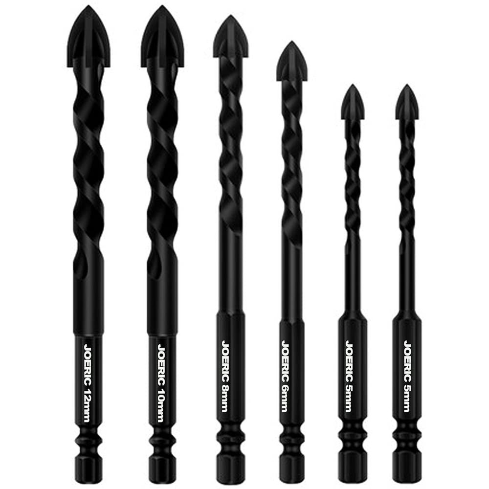 6PCS Ceramic Tile Drill Bits, JOERIC Masonry Drill Bits Set for Glass, Brick,...