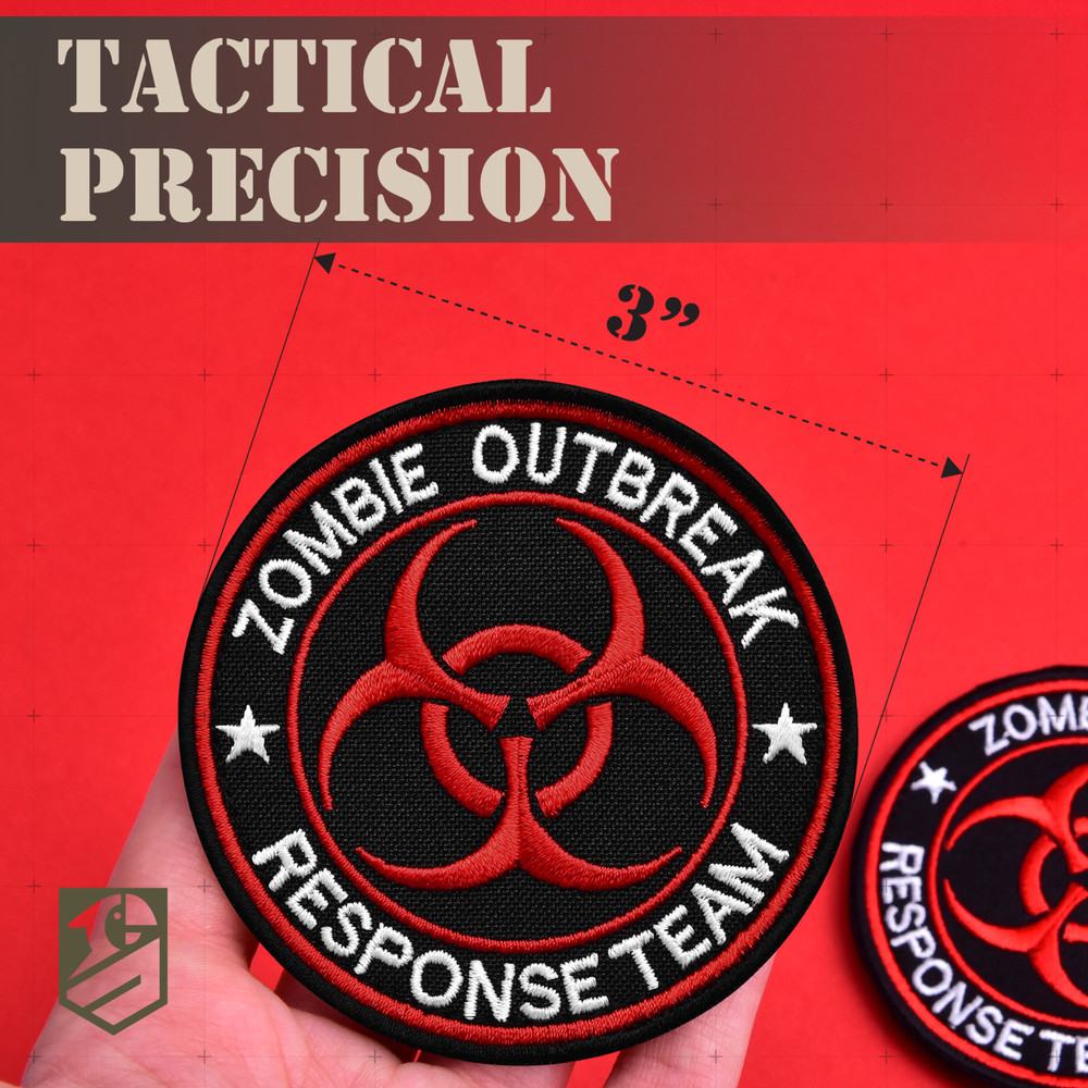 2Pcs Zombie Outbreak Response Team Patch, Embroidered Hook and Loop Zombie Patch