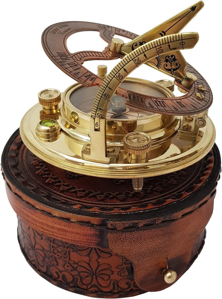 Brass & Copper Tabletop Sundial Compass==