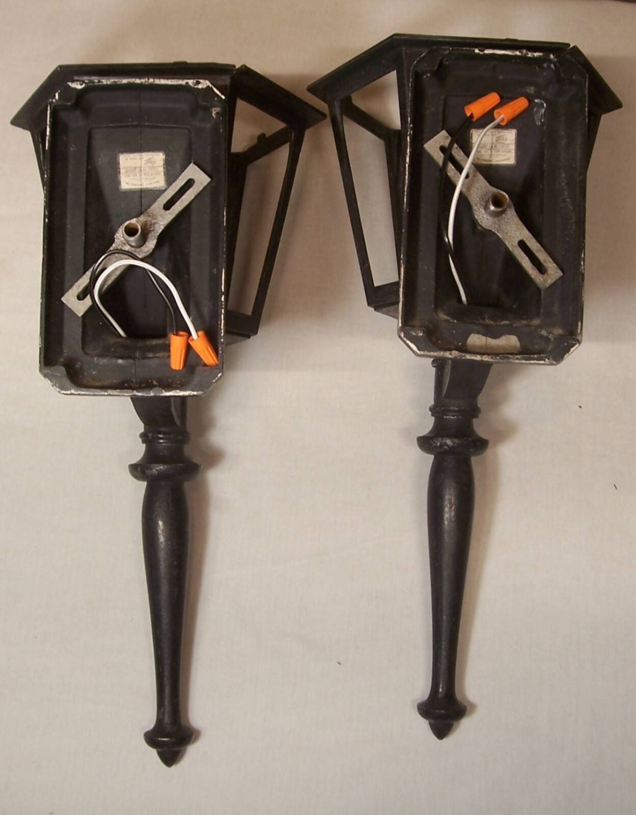 Vtg Sconce Light Pair Witch Hat Art Cast Porch Fixture TALL 31" Wired USA #Y82