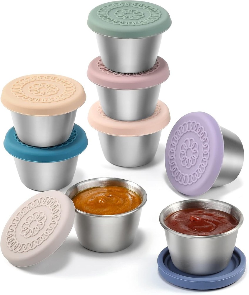 [8 Pack] Salad Dressing Container To Go, 2.4oz Small small, mixed color