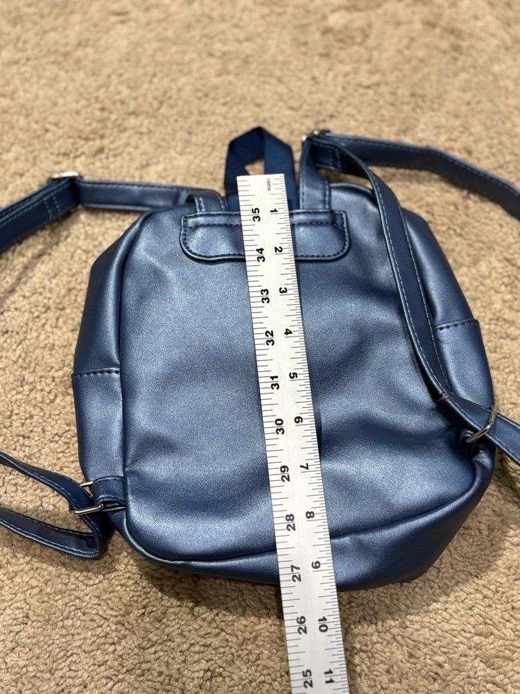 Girls Small Backpack Blue Rhinestone Two Pockets Adjustable Straps