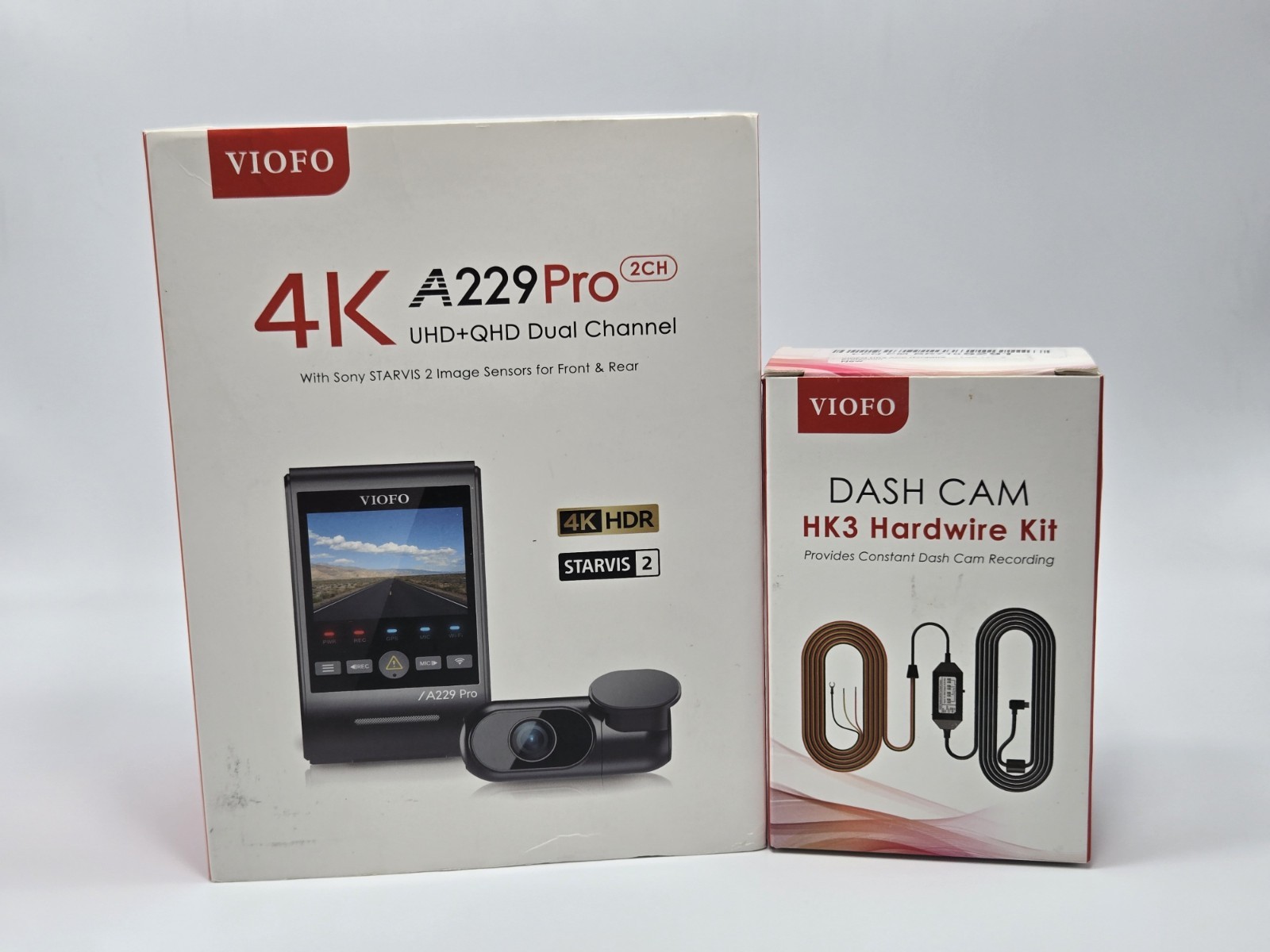 VIOFO A229 Pro 4K HDR Dash Cam 4K+2K Front and Rear +Hardwire Kit