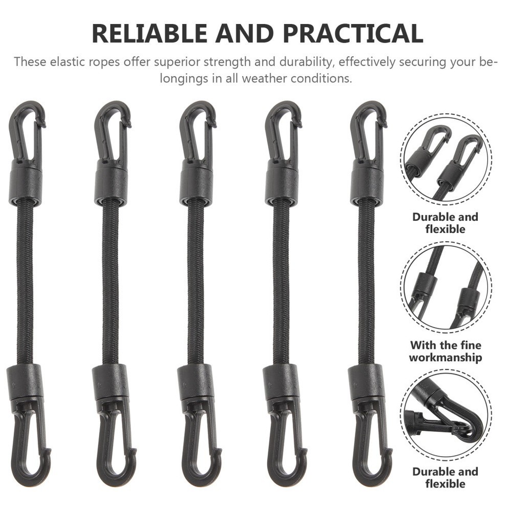 5pcs Small Bungee Straps Elastic Shock Cords with Hooks for Secure Tying