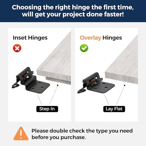 Pack (30 Pairs) 1/2" Overlay (Variable) Cabinet Hinges, Self-Closing 60 Black