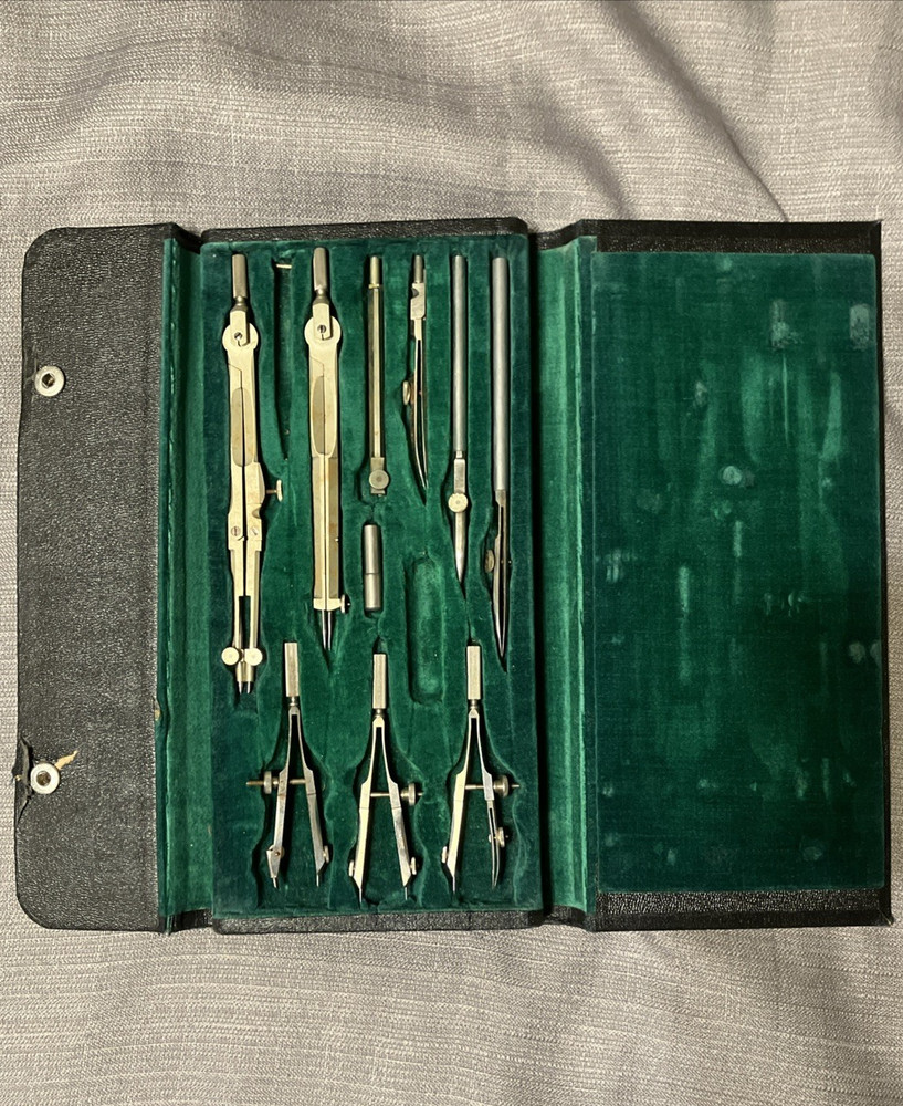 Vintage K&E Drafting Tool Compass Set With Case Doric Favorite N9526C Germany