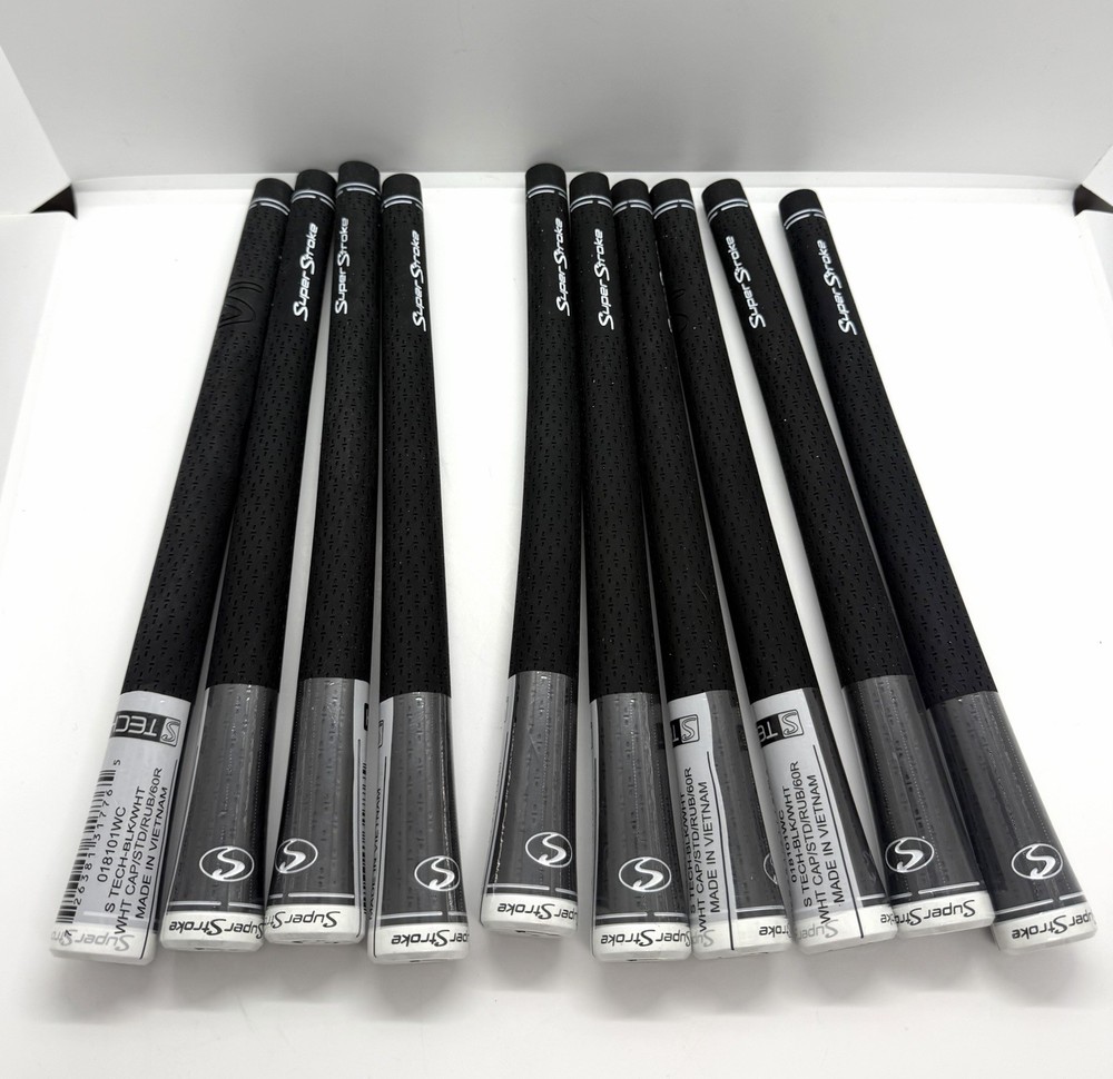 Super Stroke WHITE CAP S-Tech Black Standard Grips x 10