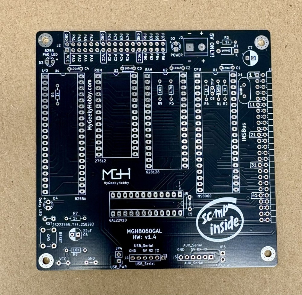 MGH8060GAL - PCB for DIY INS8060 (SC/MP) CPU Single Board Computer