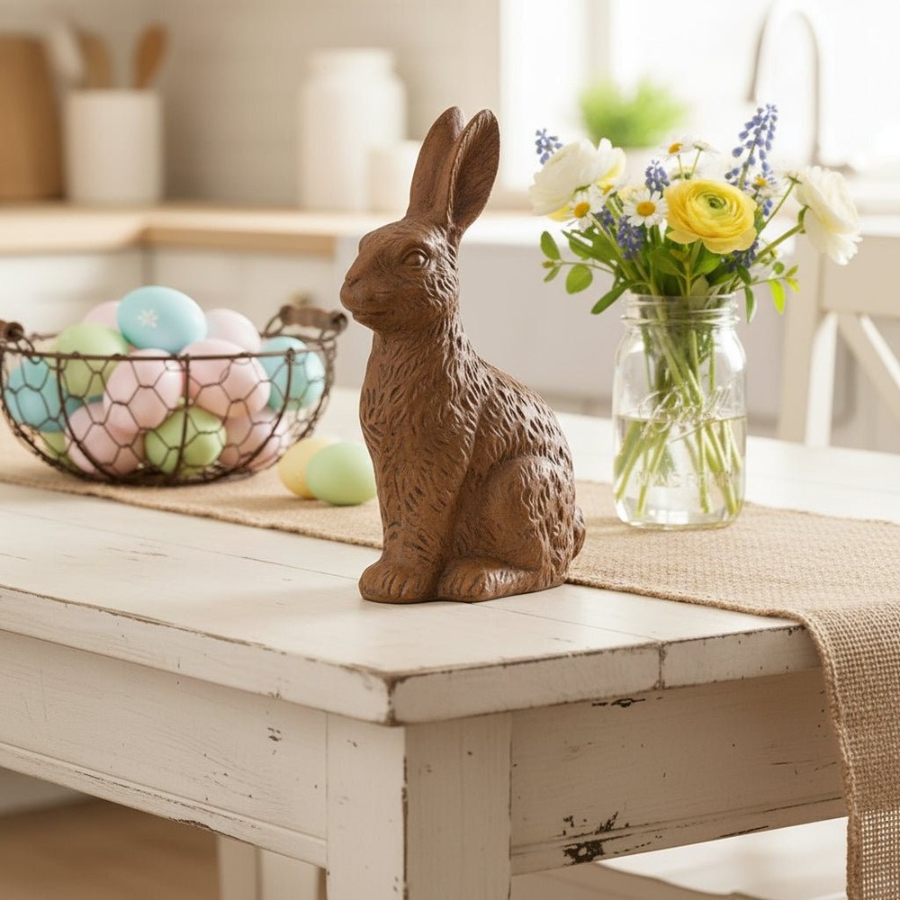 Primitive Spring Easter Resin Chocolate Bunny Large 8"