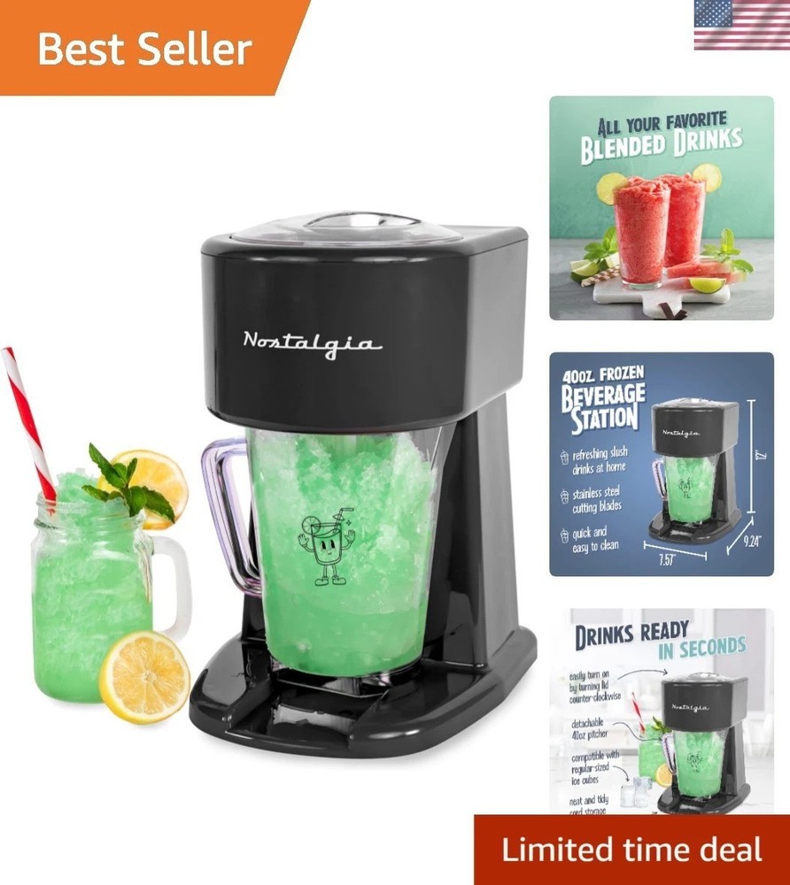 Retro 40-Ounce Slushie Machine with Automatic Mixing - Fun Drink Maker