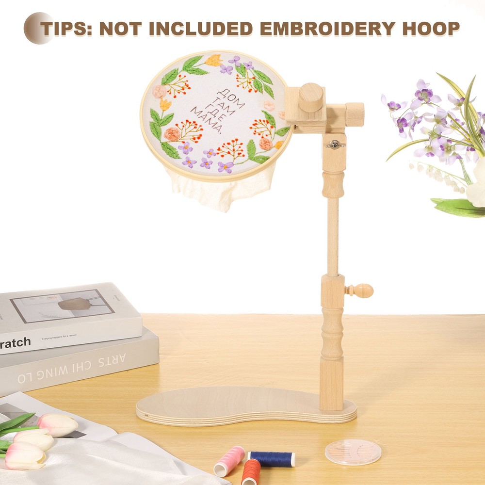 Adjustable Rotated Beech Wood Embroidery Hoop Stand (Heightened Version)