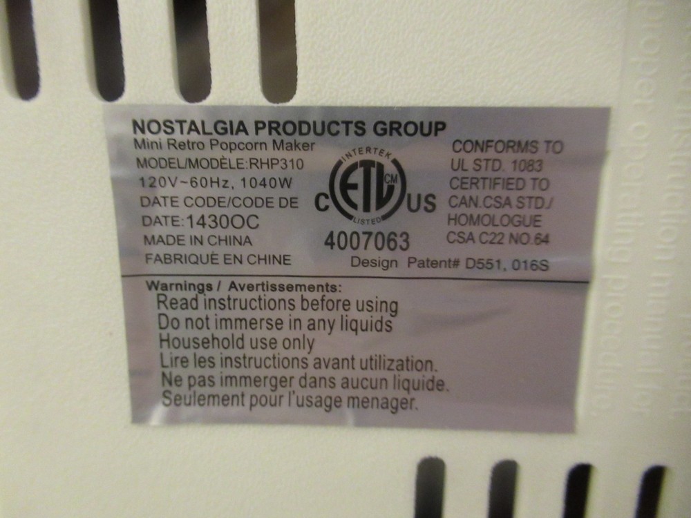 Nostalgia Electrics Retro Series Mini Hot Air Popcorn Maker (2011)