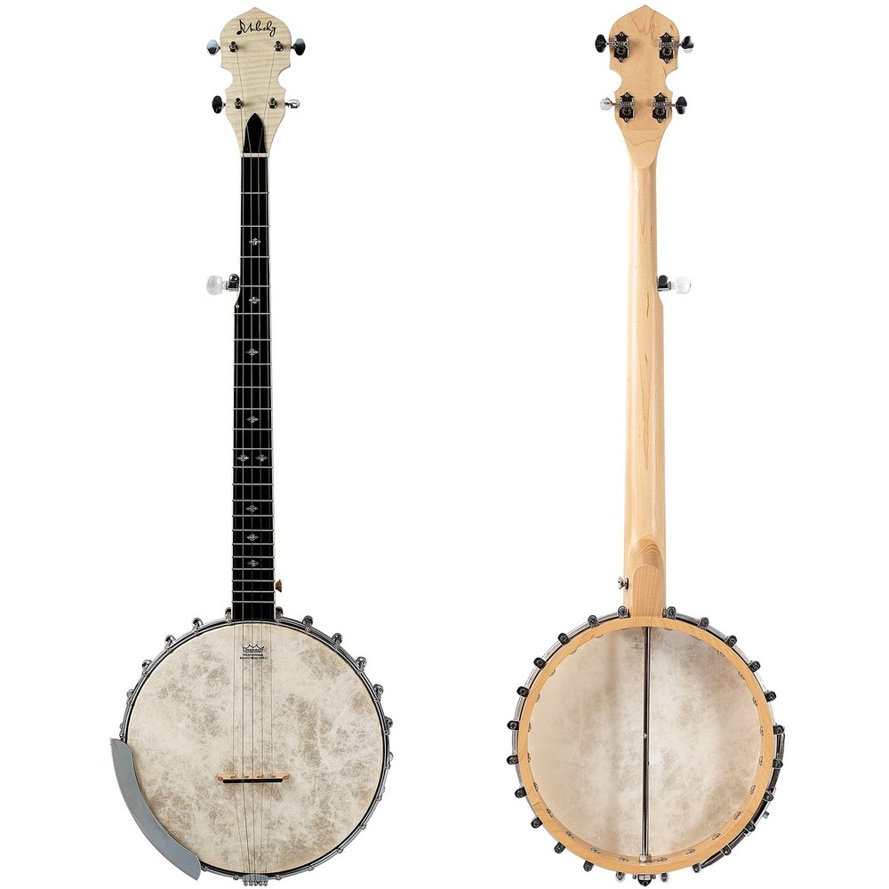 5 String Banjo - Full Size with 24 Brackets, Open Back, Maple Banjo with Remo...