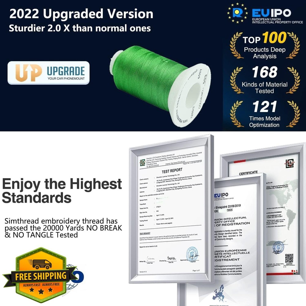 Simthread Machine Embroidery Thread 15 Spools Polyester 40WT 1100YD Set