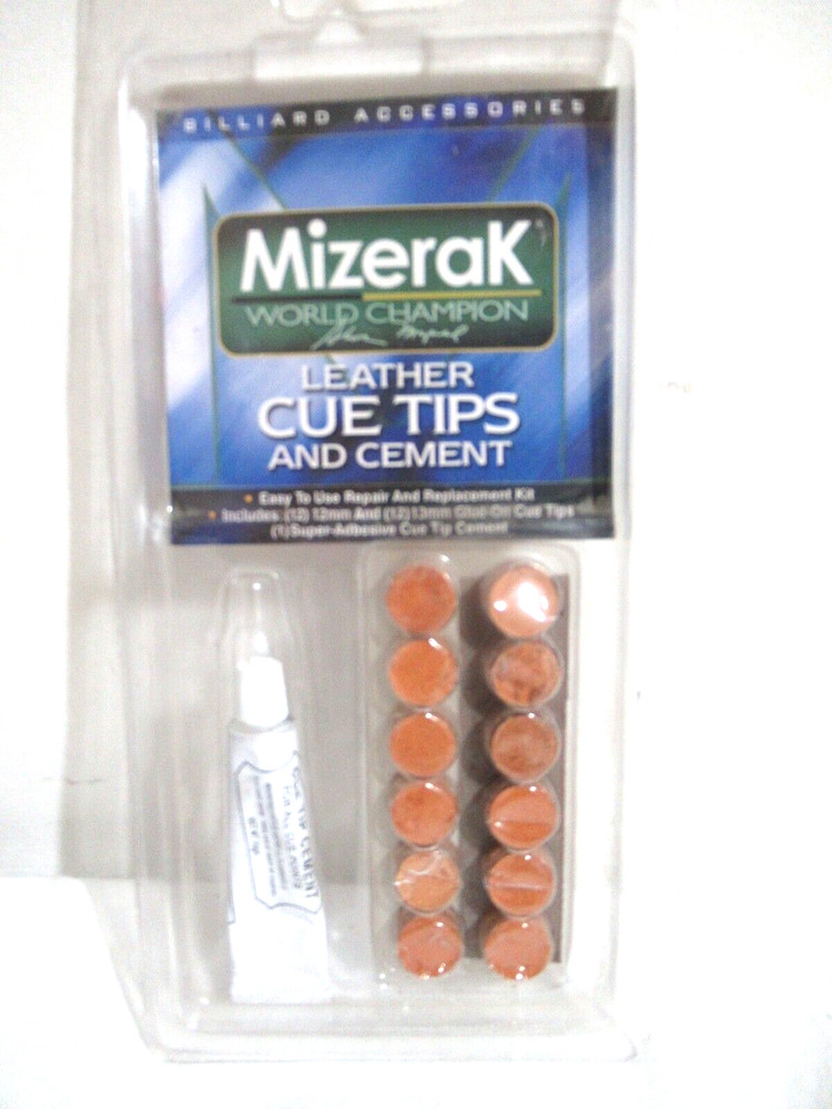 Mizerak World Champion Leather Cue Tips And Cement
