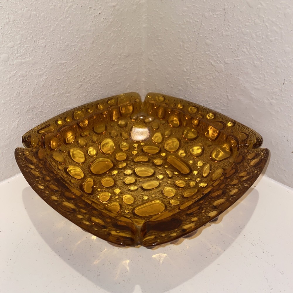 Libbey Pebble Amber Glass MCM Mint Condition Made In USA EUC Nice!