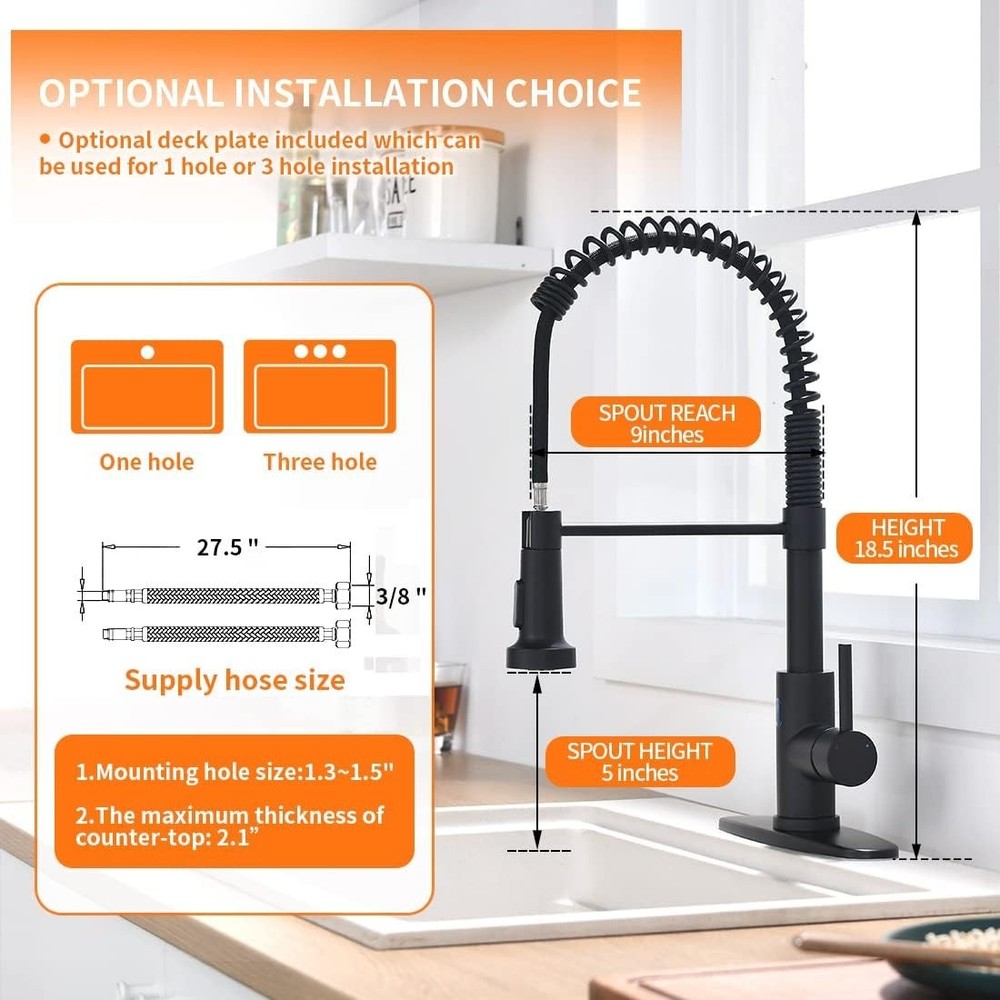 Classic Black Pull Down Kitchen Faucet - Easy Installation & Durable Performance