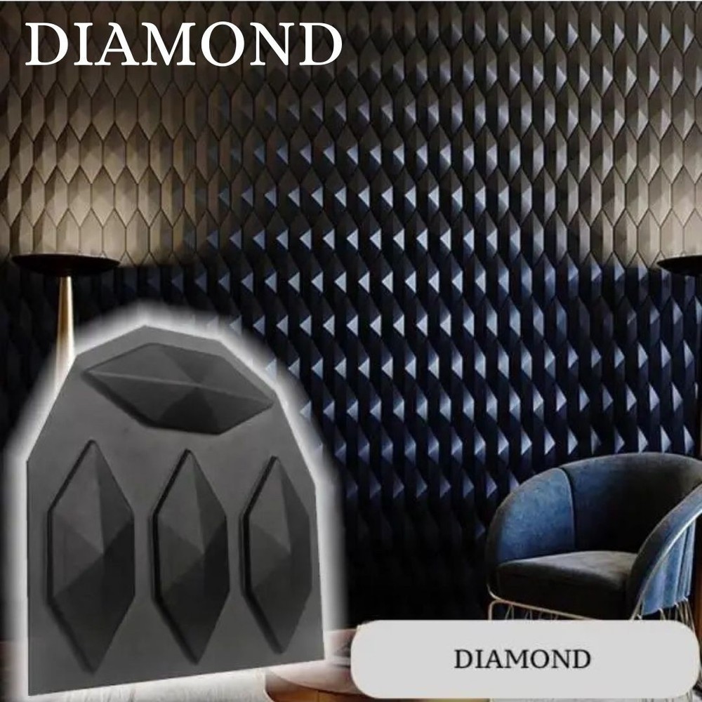 Mold For 3D Panel DIAMOND Molds Plaster Wall Art Decor ABS Plastic Form