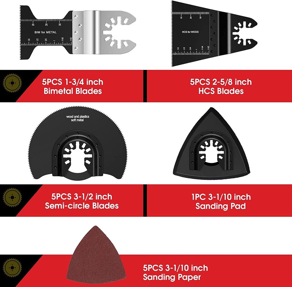55pcs Oscillating Tool Blades, Royars Multi Blades Kits Universal Black