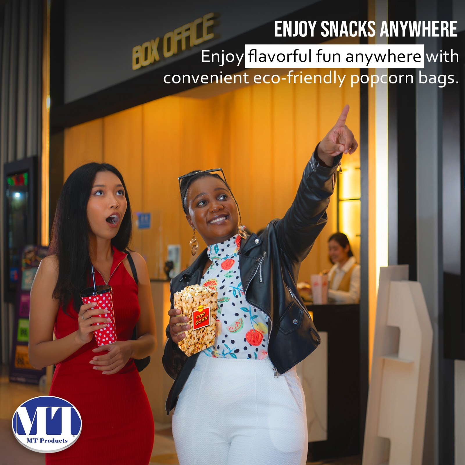 MT Products Paper Popcorn Bags for Party - 85 oz Popcorn Holders - Pack of 50