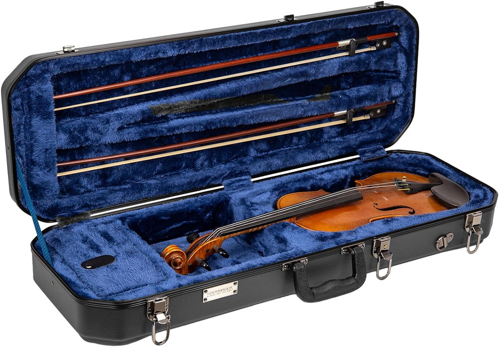 4/4 Size Violin Case | ABS Molded Hardshell with Interior Compartment, 2 Bow Hol