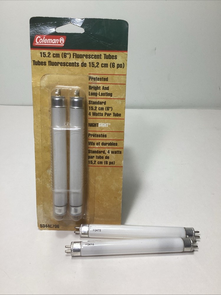 NOS Coleman 6” Fluorescent Replacement Tubes(2). 5344C706. Plus 2 FD4T5 Tubes.