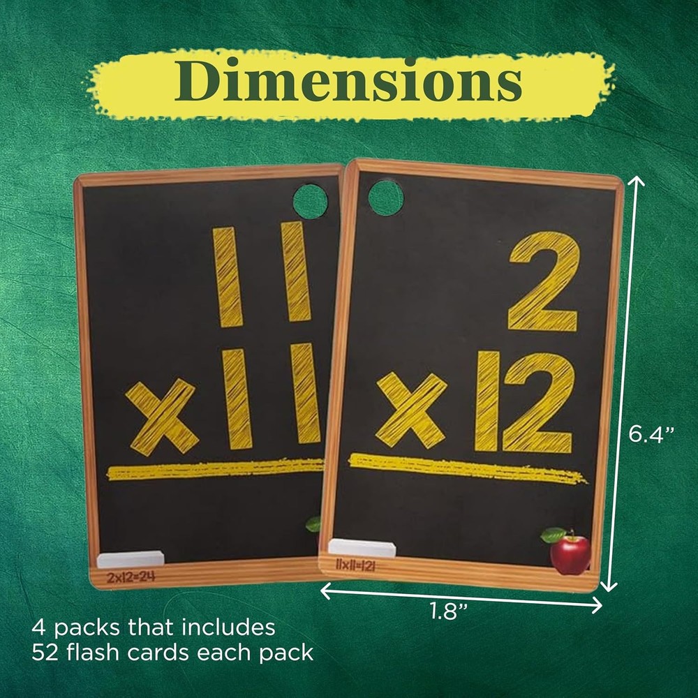 Math Flash Cards Set of 4 - Addition, Subtraction, Multiplication, Division with